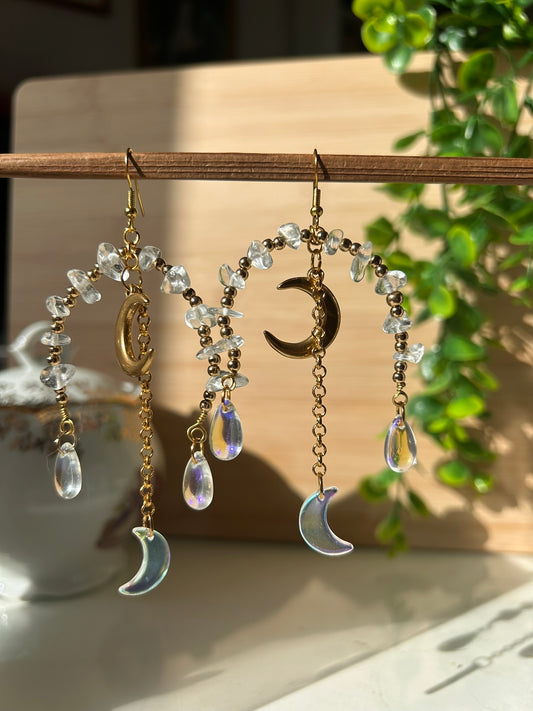 Boucles Des plans sur la comète - Perles en verre - acier inoxydable - Création unique - Mieleonor