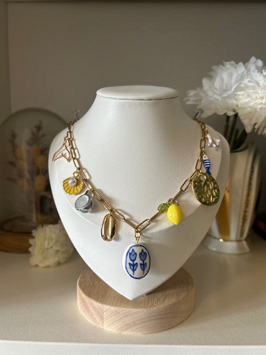 Collier Week-end en Sicile - Breloques et acier inoxydable - Mieleonor
