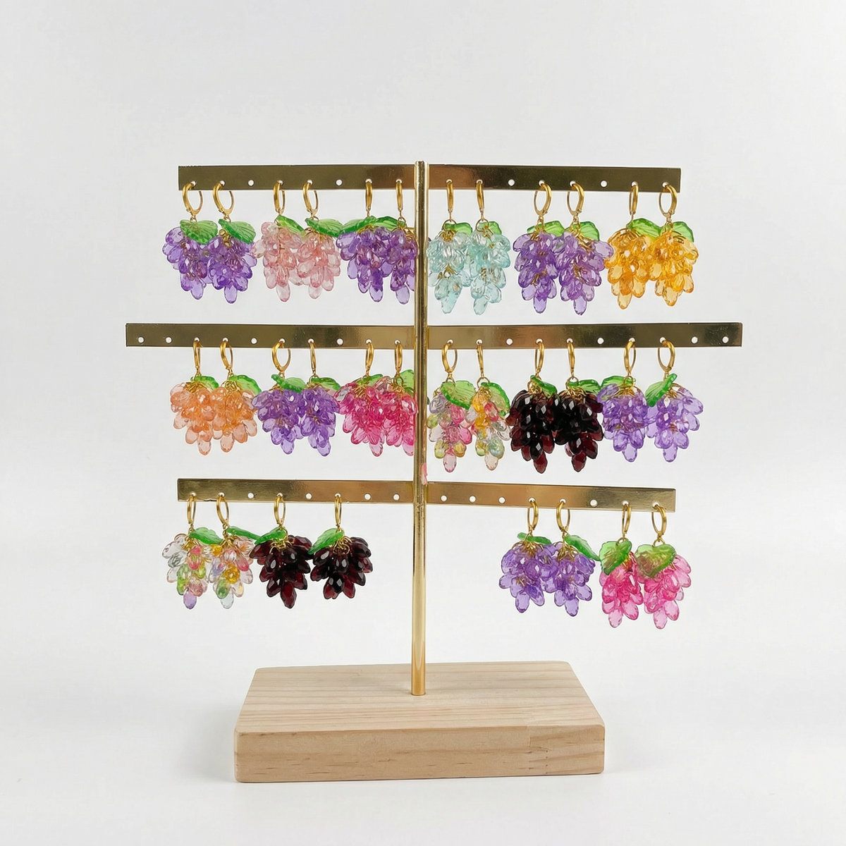 Boucles d’oreilles Dionysos – Acier inoxydable doré ou argenté – Perles de verre – Bijou fait main - Mieleonor