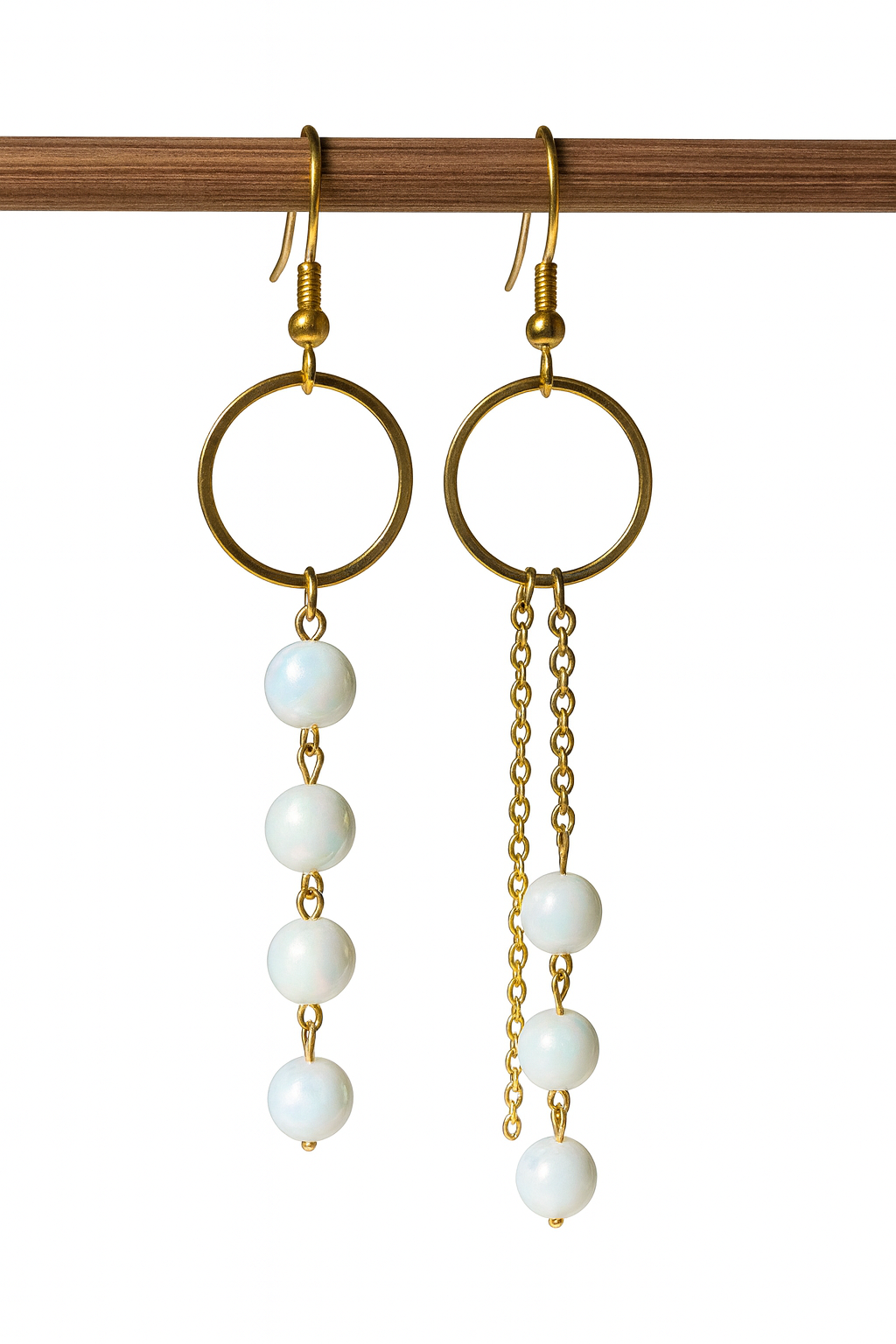 Boucles Ophelia - Perles en verre - acier inoxydable - Création unique - Mieleonor