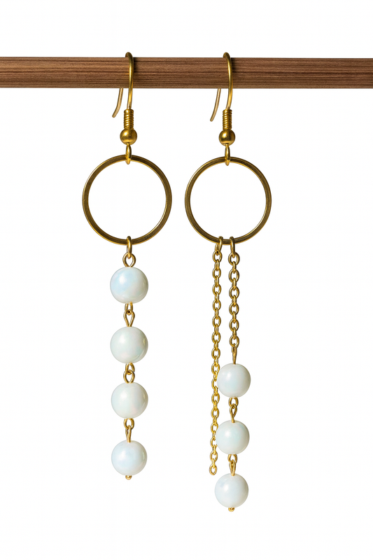 Boucles Ophelia - Perles en verre - acier inoxydable - Création unique - Mieleonor