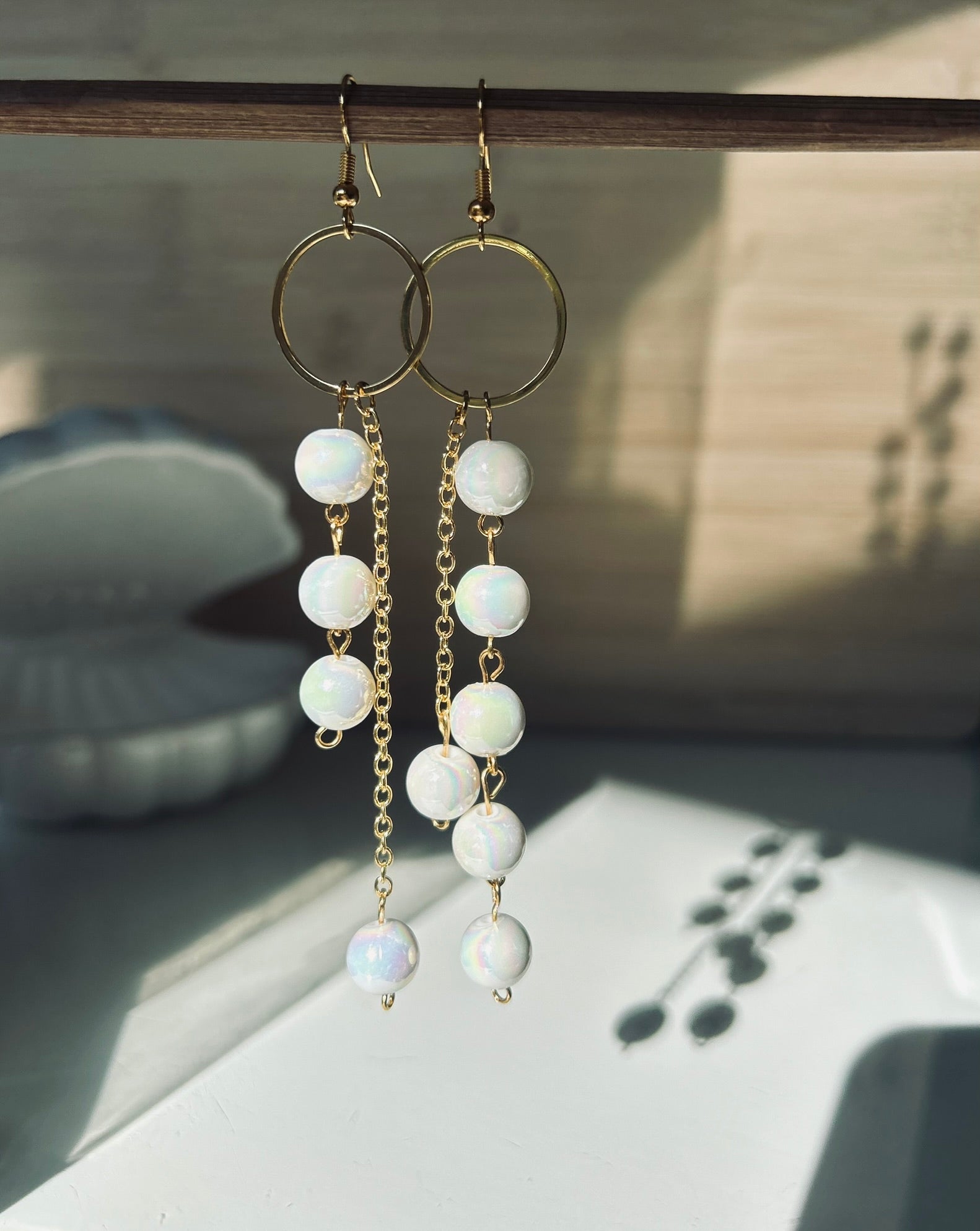 Boucles Ophelia - Perles en verre - acier inoxydable - Création unique - Mieleonor