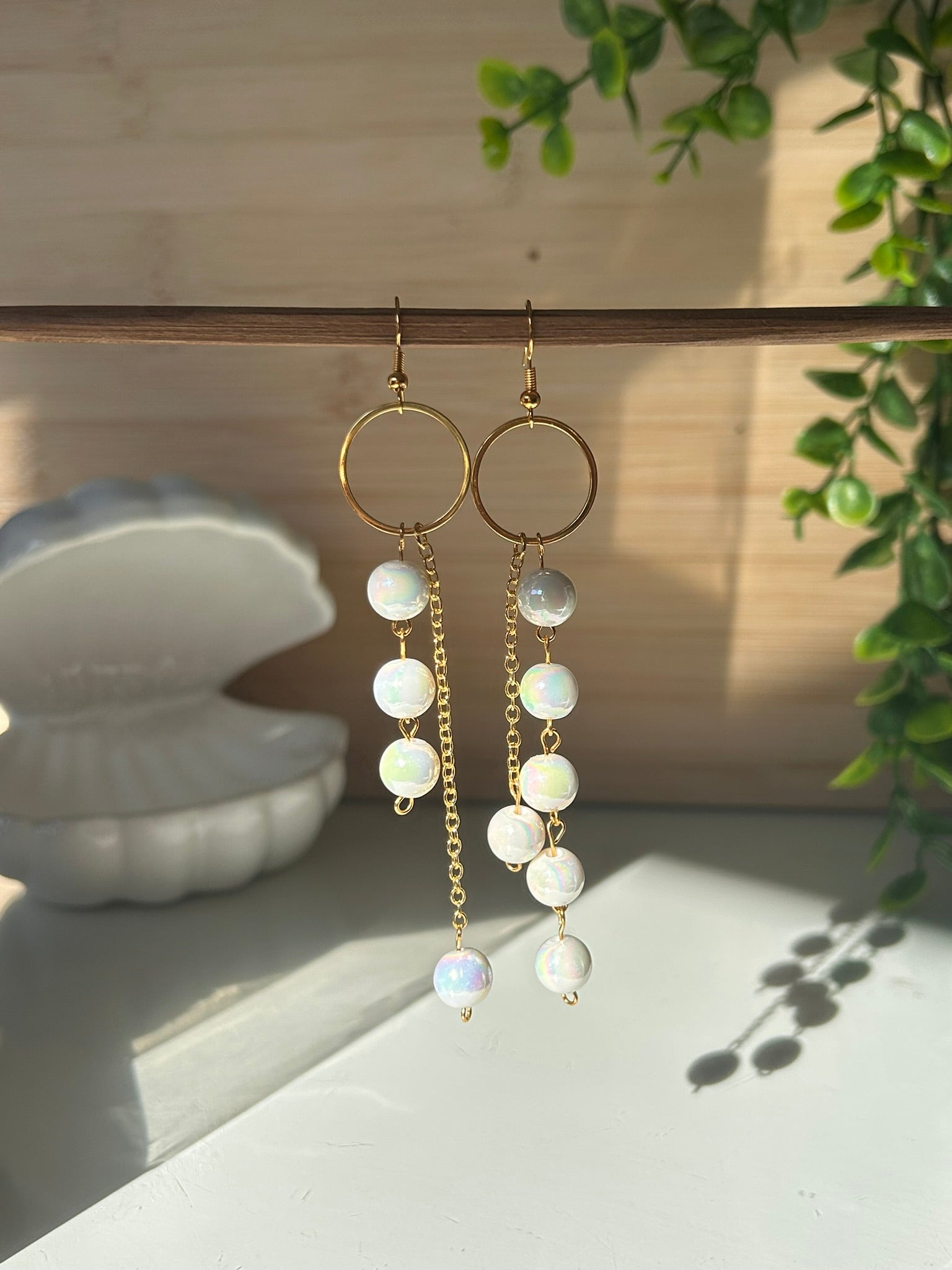 Boucles Ophelia - Perles en verre - acier inoxydable - Création unique - Mieleonor