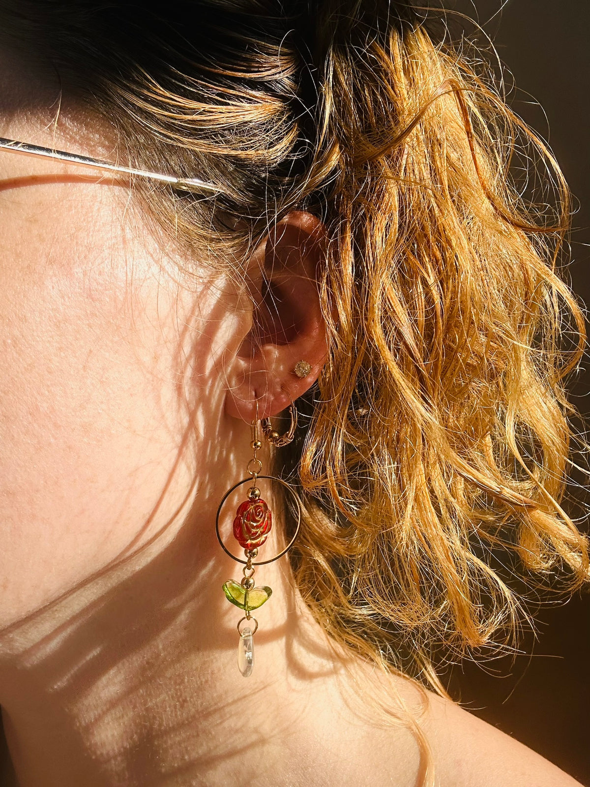 Boucles rose enchantée - Perles en verre - acier inoxydable - Création unique - Mieleonor