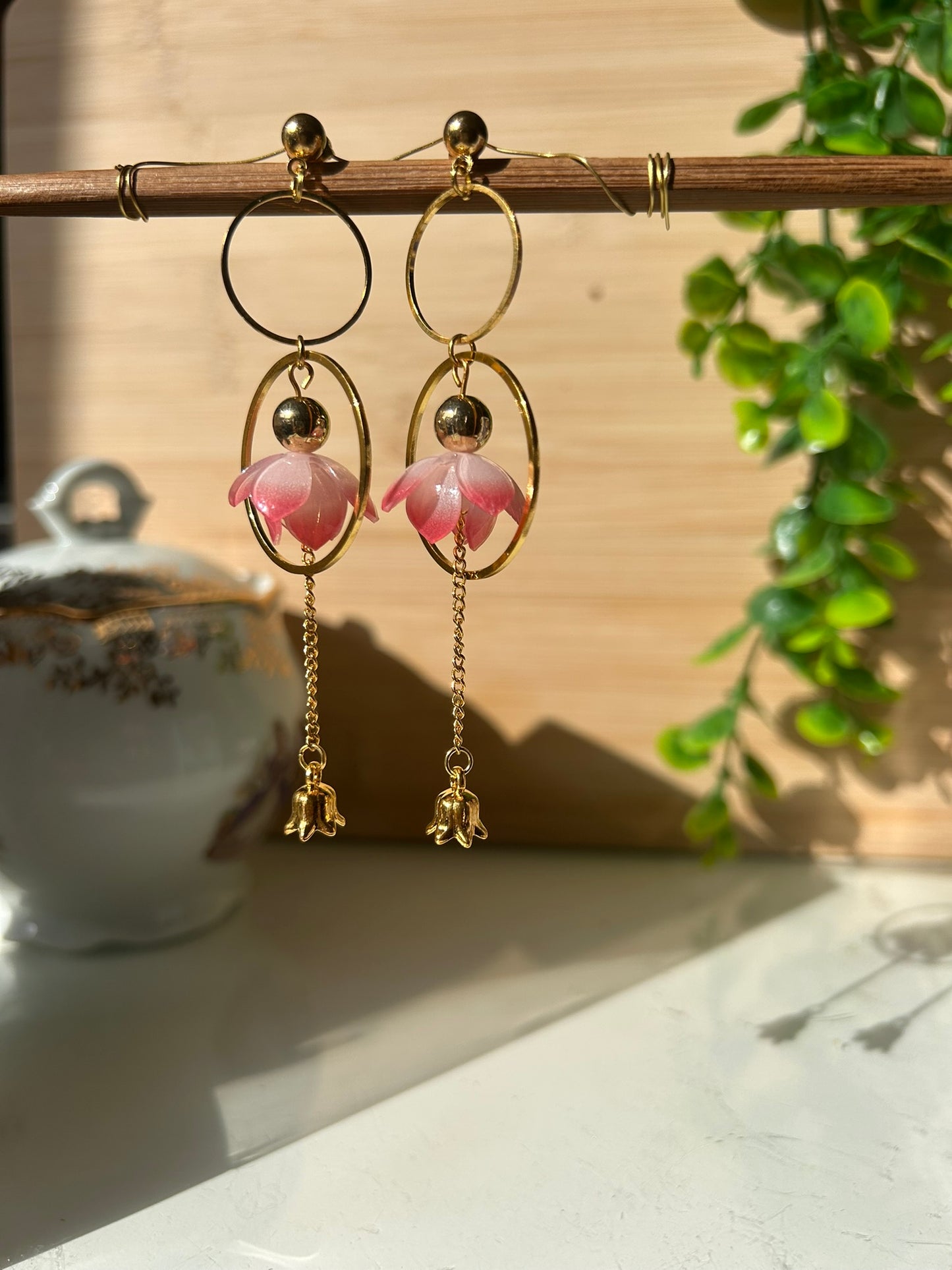 Boucles Eternité florale - Perles en verre - acier inoxydable - Création unique - Mieleonor