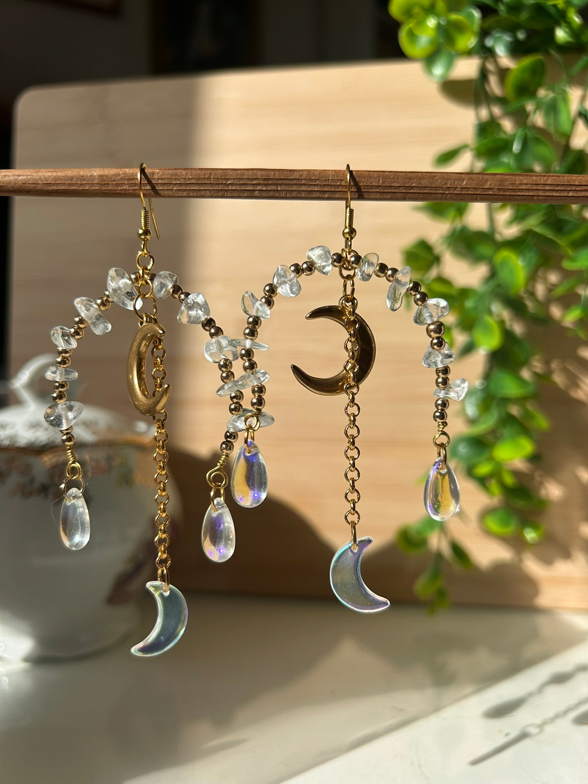 Boucles Des plans sur la comète - Perles en verre - acier inoxydable - Création unique - Mieleonor