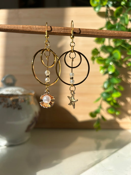Boucles La perle précieuse - Perles en verre - acier inoxydable - Création unique - Mieleonor