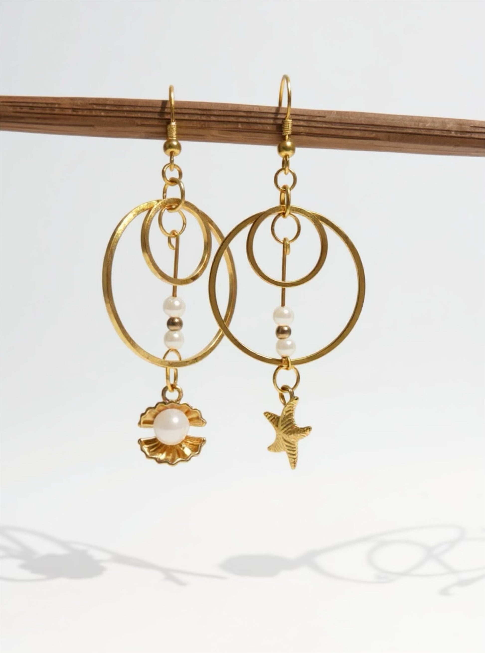 Boucles La perle précieuse - Perles en verre - acier inoxydable - Création unique - Mieleonor