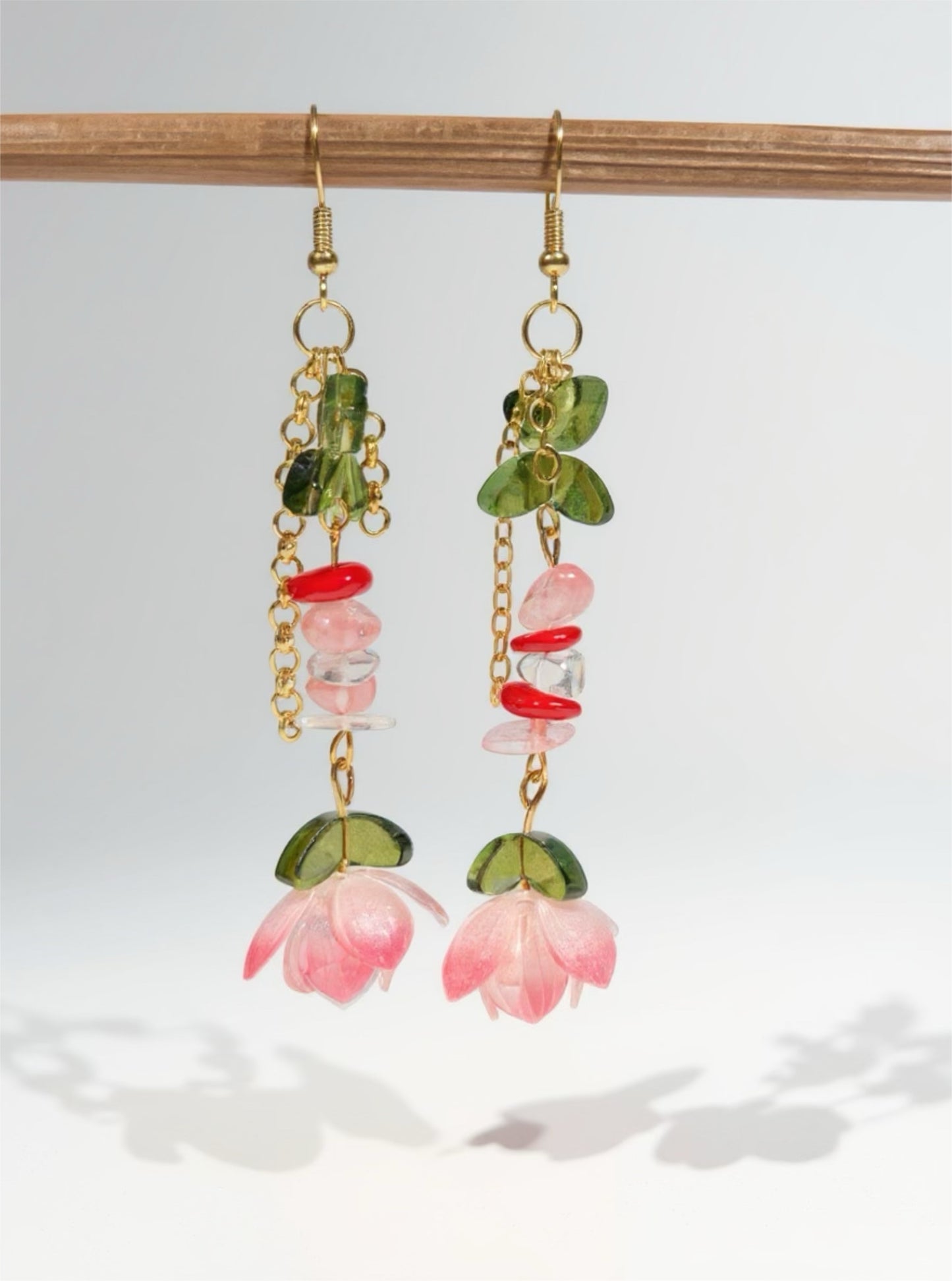 Boucles Larmes du lotus- Perles en verre - acier inoxydable - Création unique - Mieleonor
