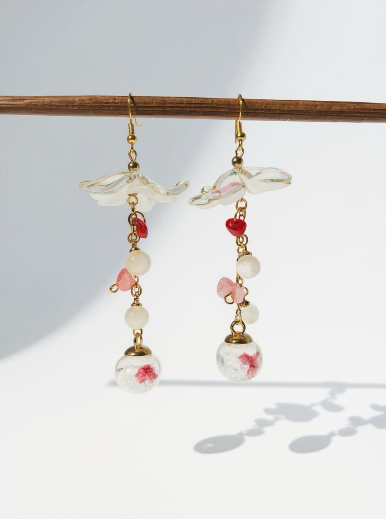 Boucles Fleurs de méduse - Perles en verre - acier inoxydable - Création unique - Mieleonor