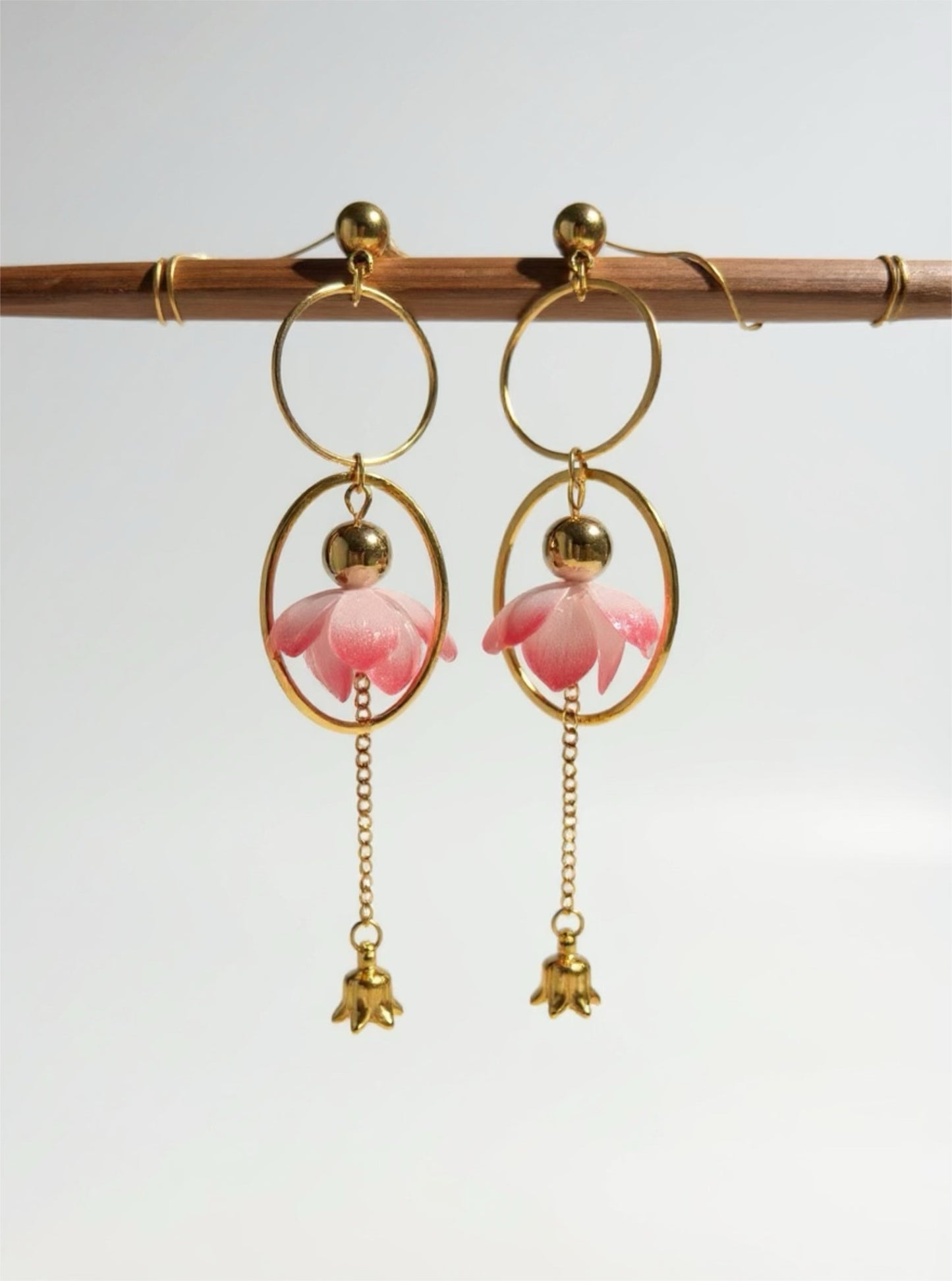Boucles Eternité florale - Perles en verre - acier inoxydable - Création unique - Mieleonor