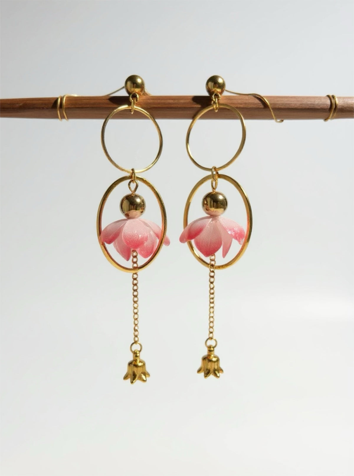 Boucles Eternité florale - Perles en verre - acier inoxydable - Création unique - Mieleonor