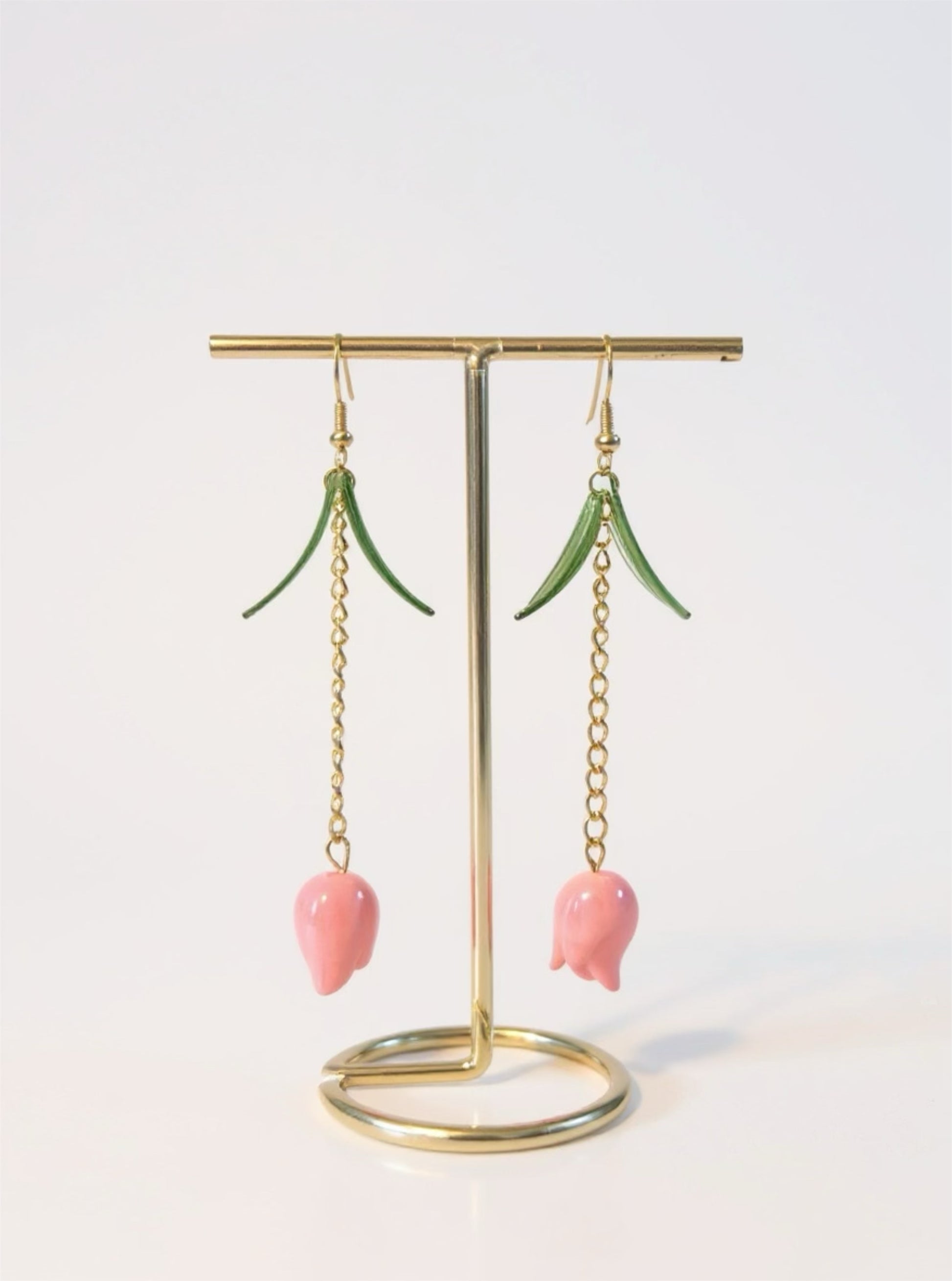 Boucles songe de tulipe - Perles en résine - acier inoxydable - Création unique - Mieleonor