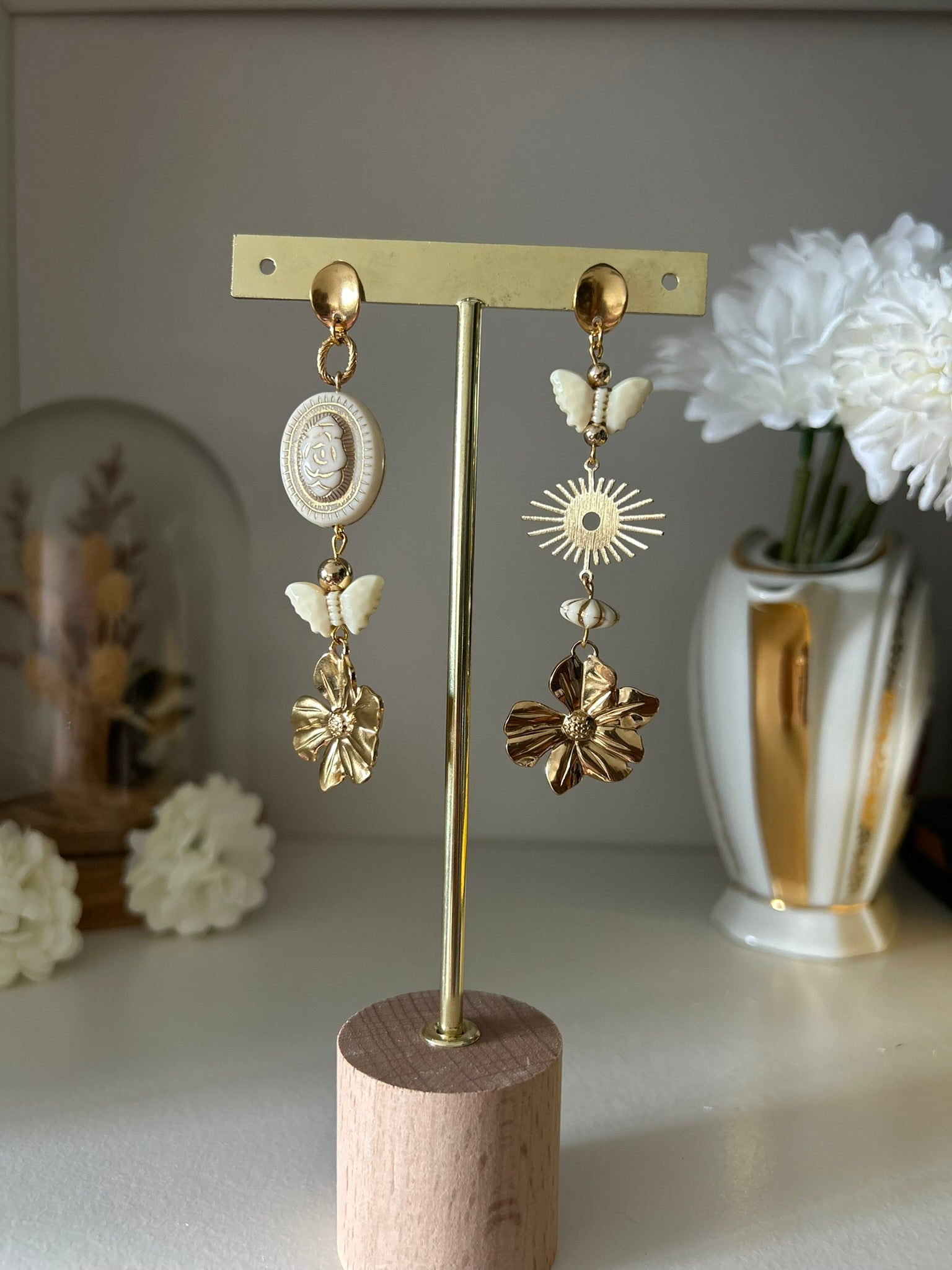 Kit DIY - niveau confirmé - Boucles d'oreille Reverie sans fin - Breloque dorée et acier inoxydable - Mieleonor