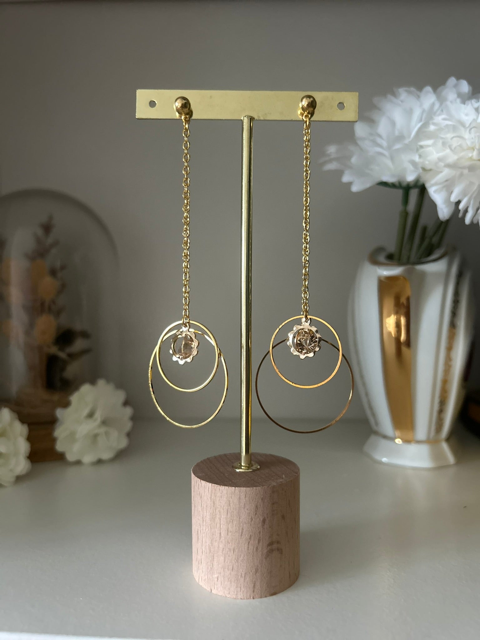 Boucles Satinée - Perles en verre - acier inoxydable - Création unique - Mieleonor