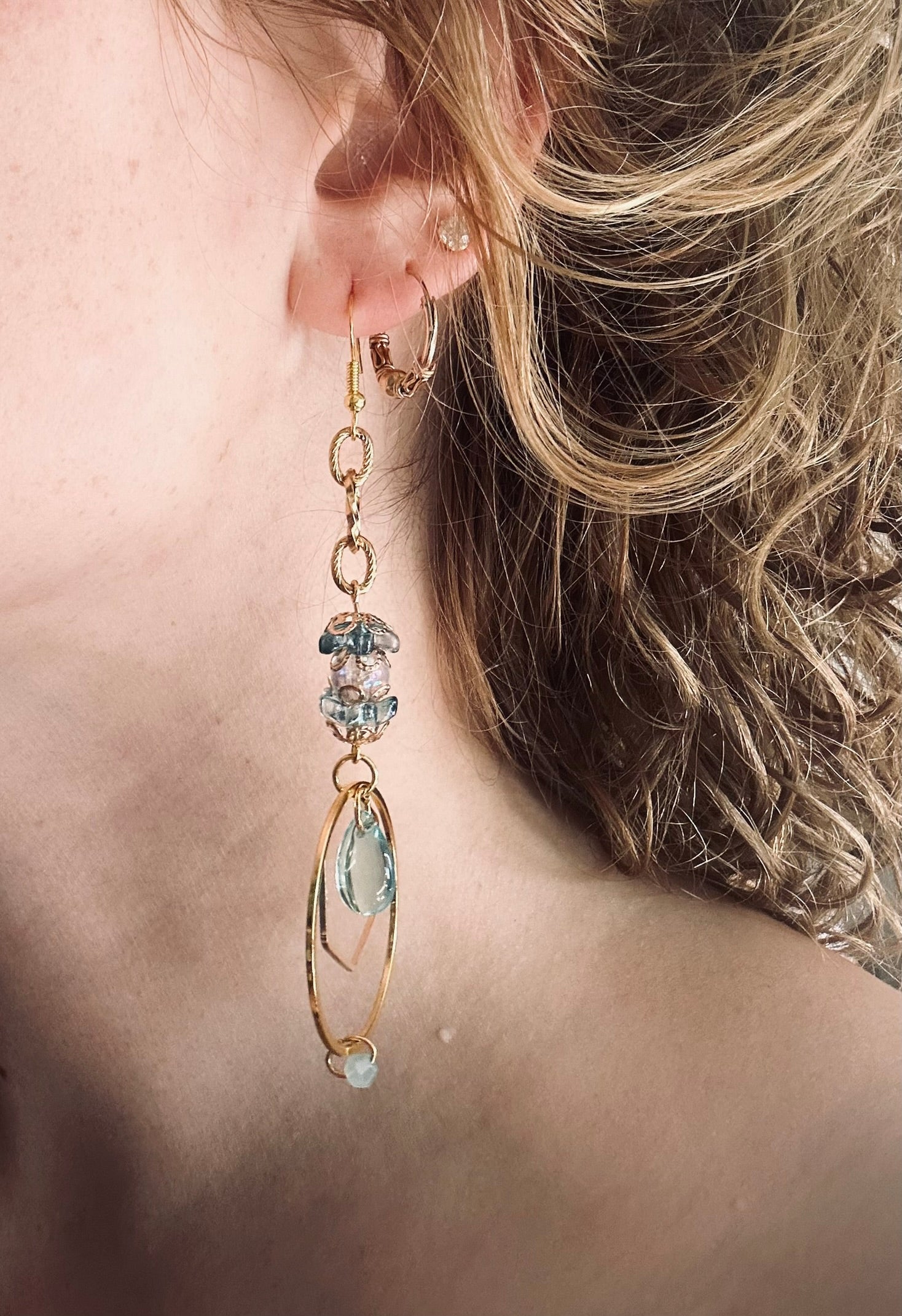 Boucles Parfum de diamant - Perles en verre - acier inoxydable - Création unique - Mieleonor