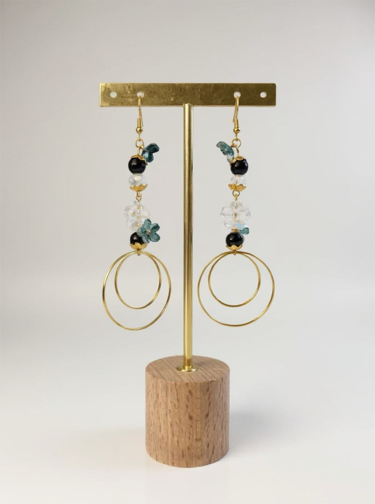 Boucles éclat satiné - Perles en verre - acier inoxydable - Création unique - Mieleonor