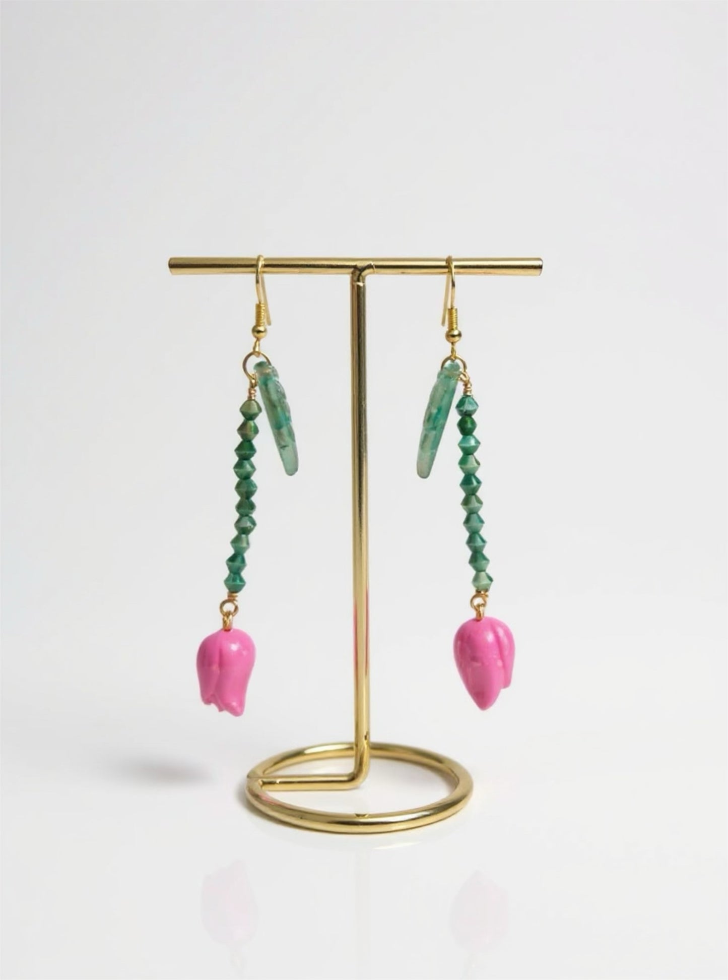 Boucles caresse printanière -- Perles en verre - acier inoxydable - Création unique - Mieleonor