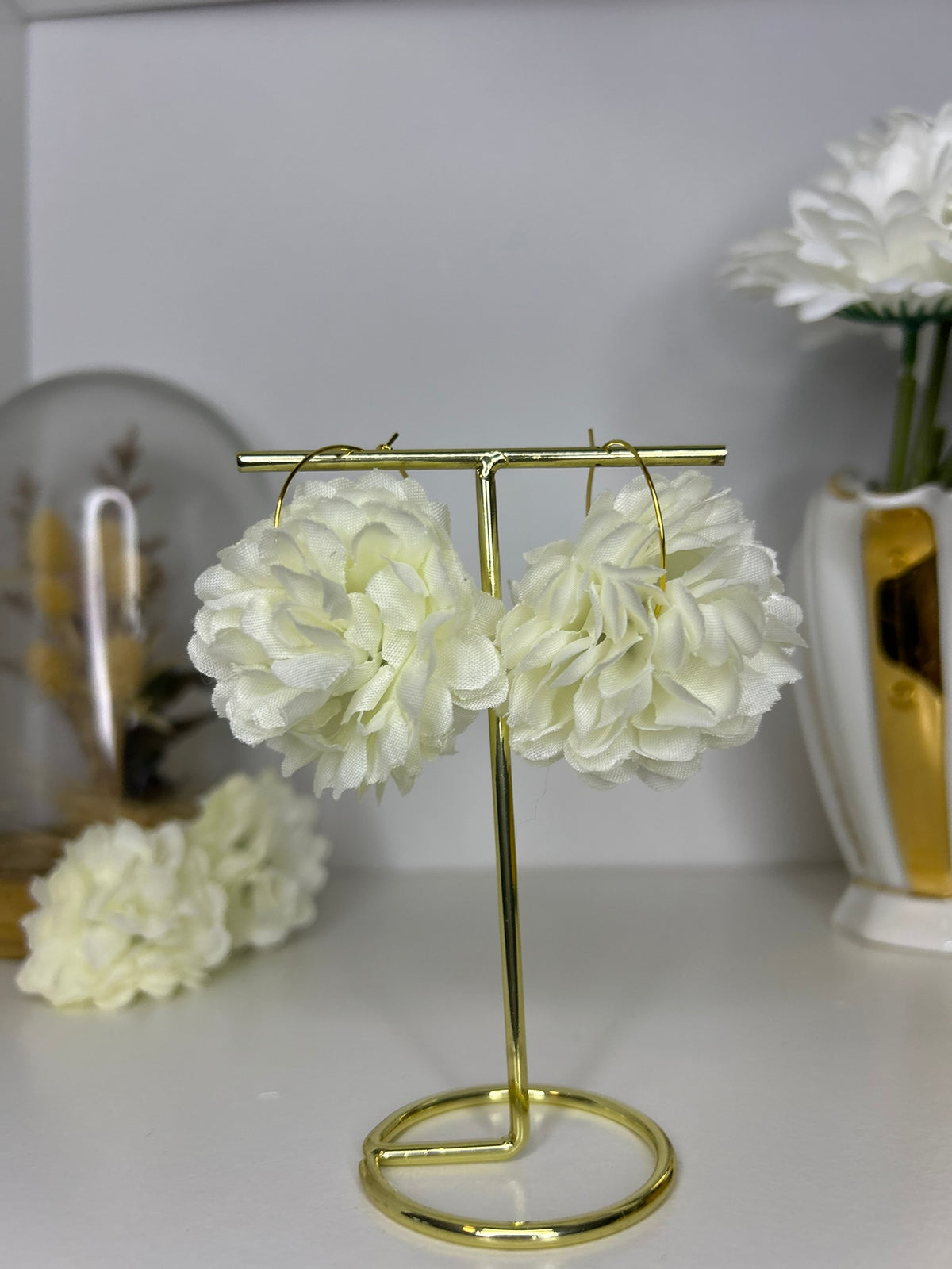 Boucles Jardin Blanc- Upcycling - acier inoxydable - Création unique - Mieleonor