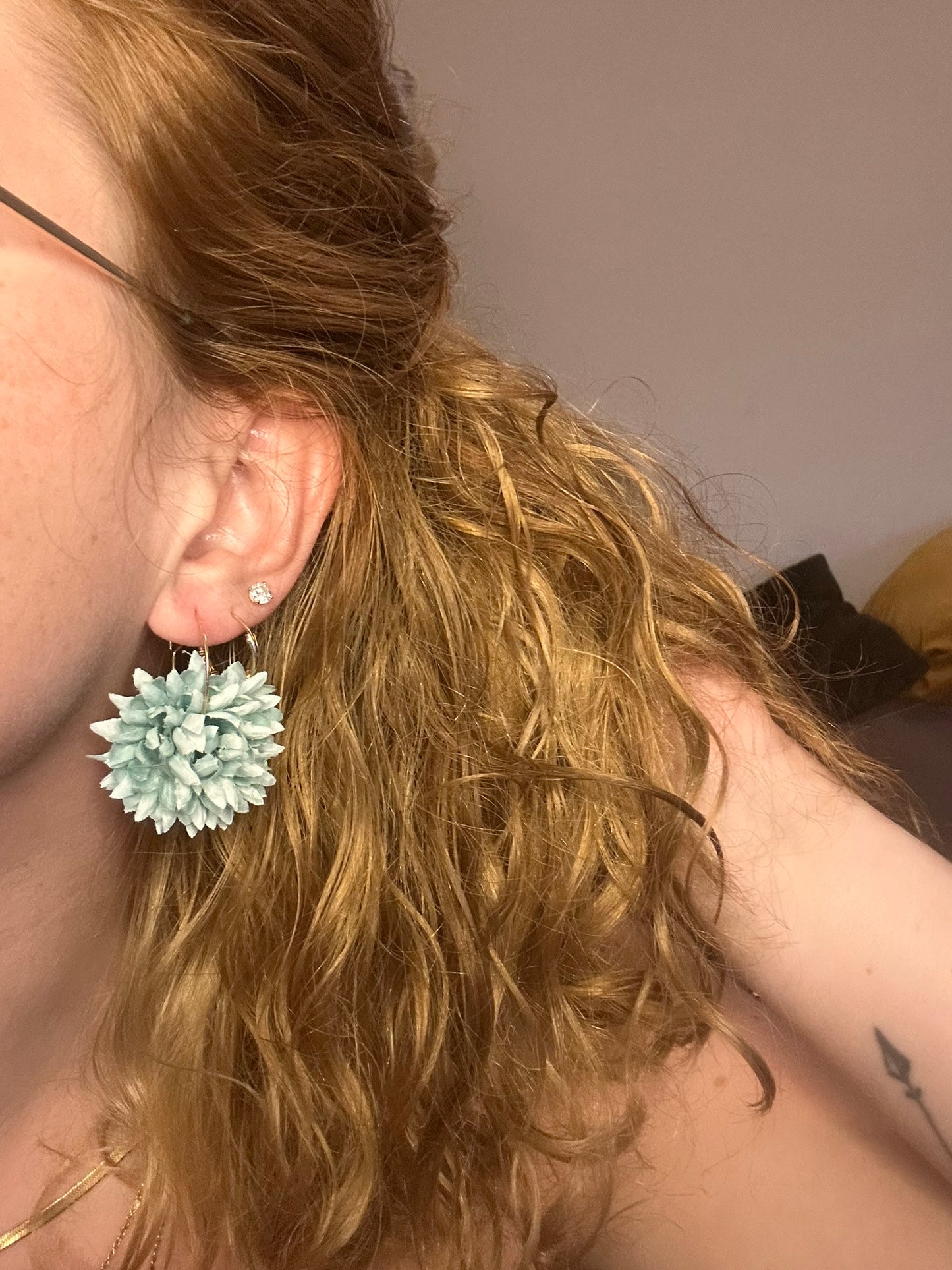 Boucles Jardin turquoise - Upcycling - acier inoxydable - Création unique - Mieleonor