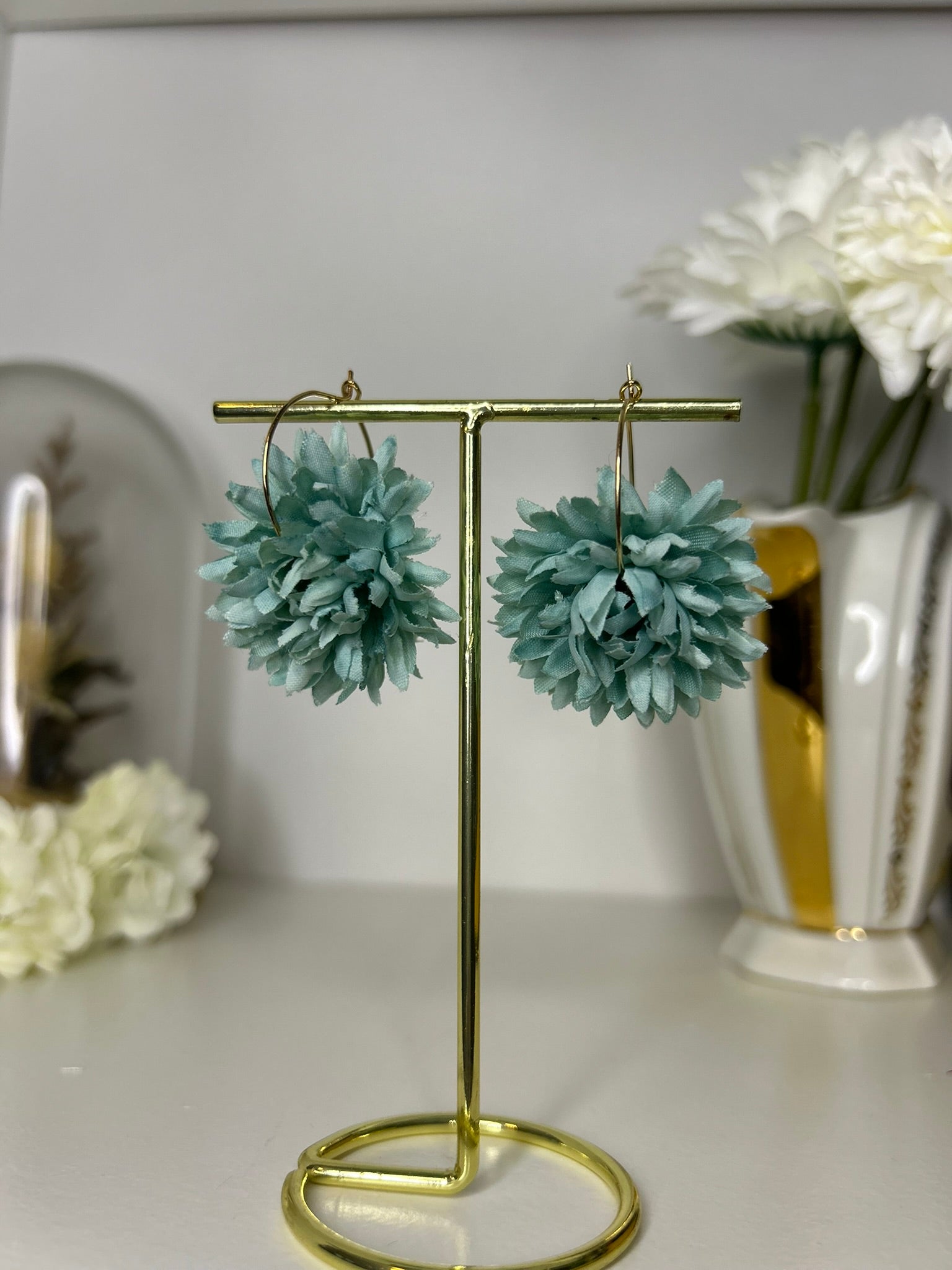 Boucles Jardin turquoise - Upcycling - acier inoxydable - Création unique - Mieleonor