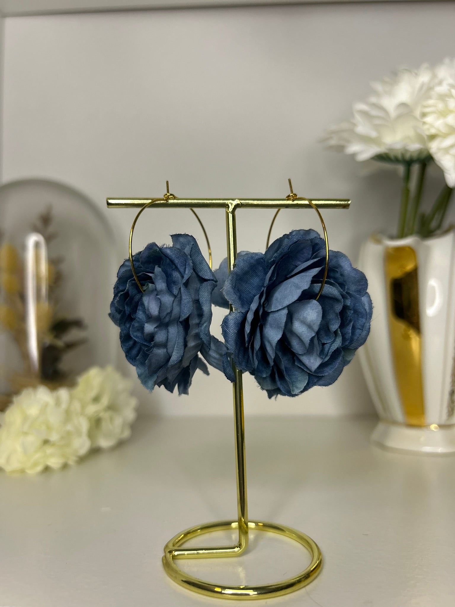 Boucles Jardin bleu - Upcycling - acier inoxydable - Création unique - Mieleonor