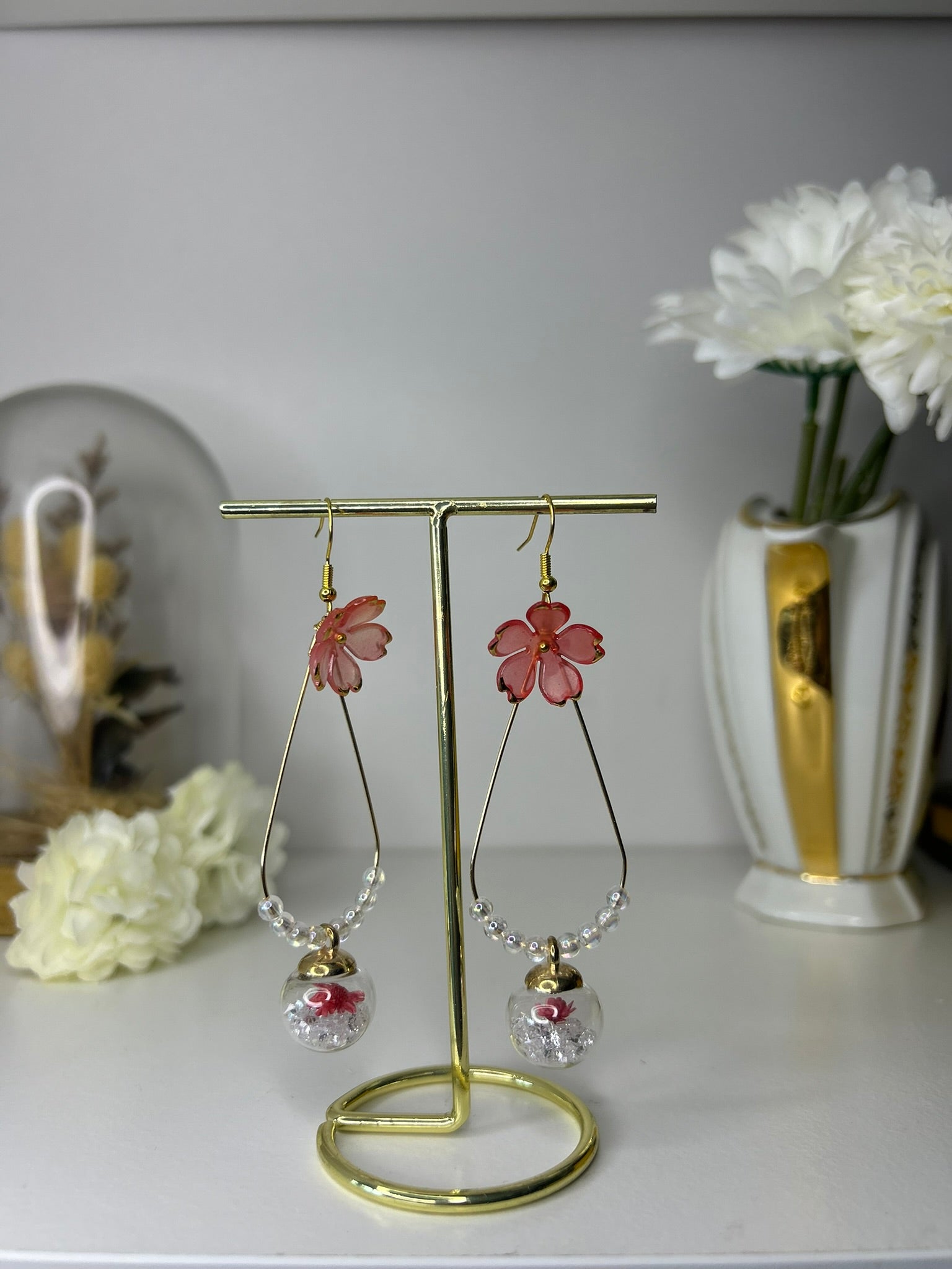 Boucles Beauté préservées - Perles en verre - acier inoxydable - Création unique - Mieleonor