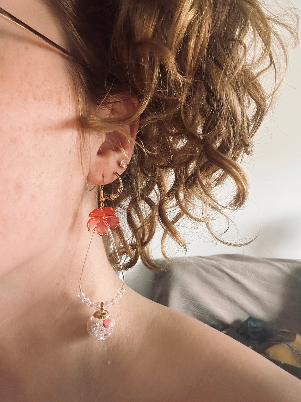 Boucles Beauté préservées - Perles en verre - acier inoxydable - Création unique - Mieleonor