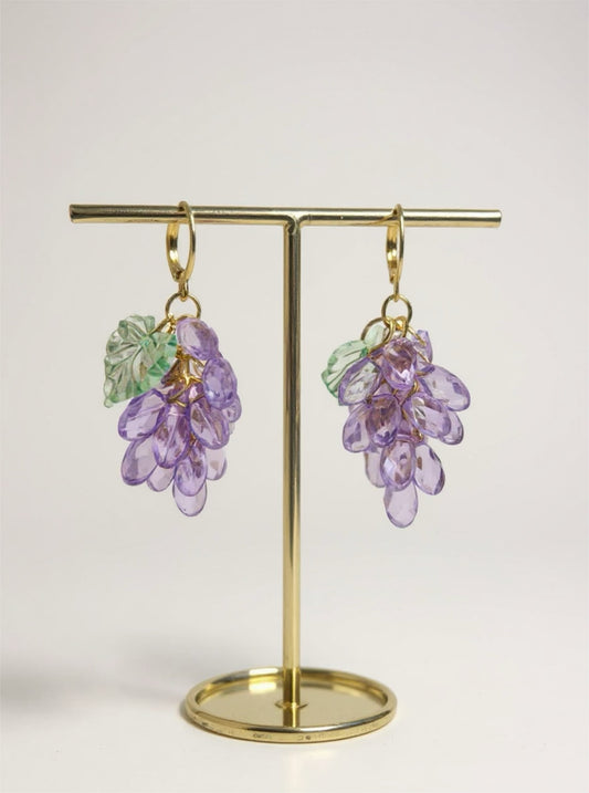 Boucles Dionysos - perles en verre - acier inoxydable - Mieleonor