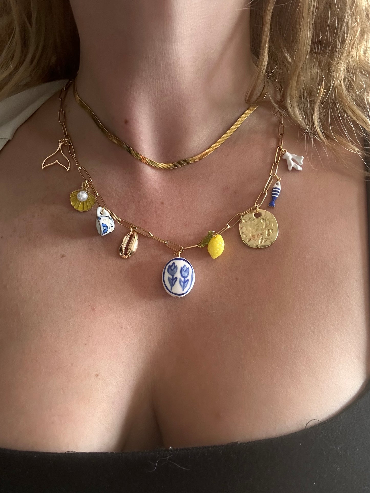 Collier Week-end en Sicile - Breloques et acier inoxydable - Mieleonor