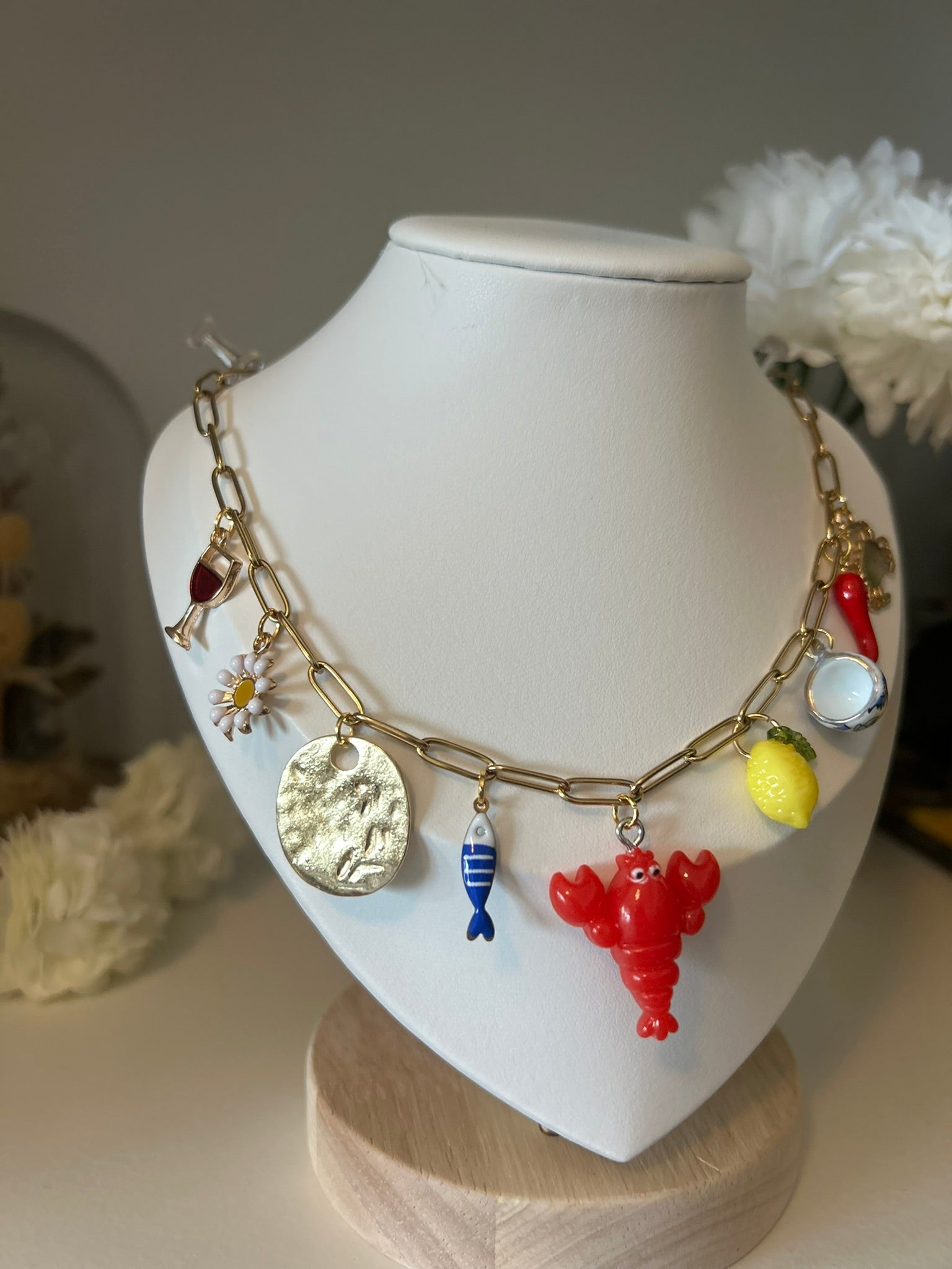 Collier Week-end a Porto - Breloques et acier inoxydable - Mieleonor