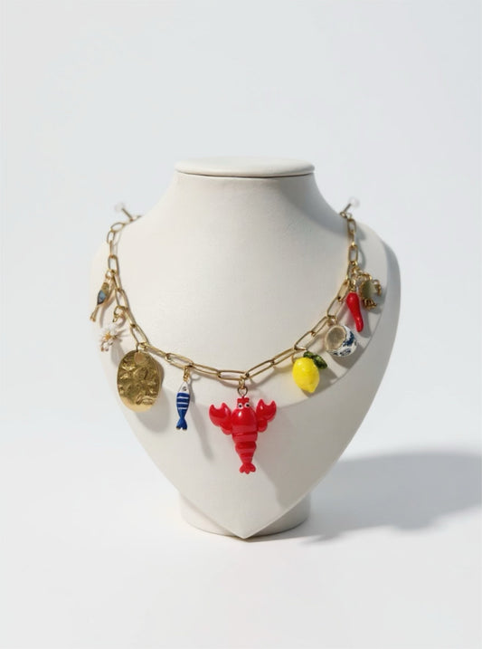 Collier Week-end a Porto - Breloques et acier inoxydable - Mieleonor