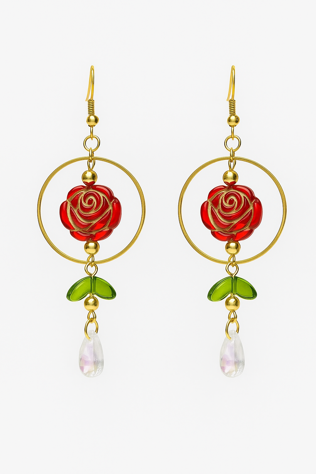 Boucles rose enchantée - Perles en verre - acier inoxydable - Création unique - Mieleonor