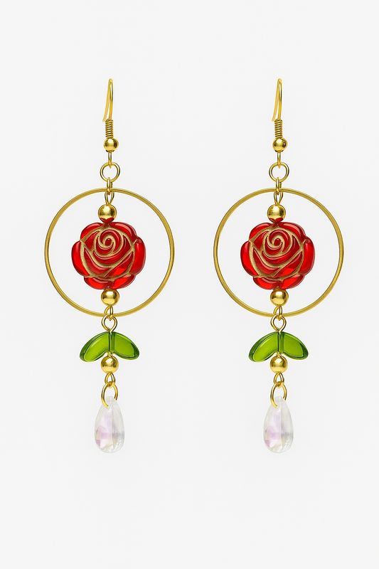 Boucles rose enchantée - Perles en verre - acier inoxydable - Création unique - Mieleonor